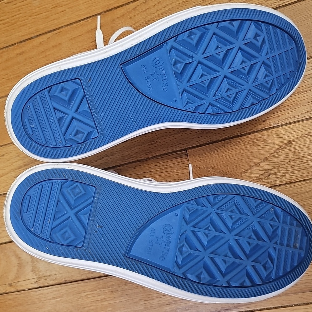 Converse Women's Pink High-Tops with Blue Accents - Picture 5 of 10